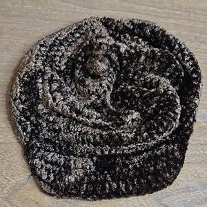 Crochet Knit Beret, Handmade in Italy, Brown, Bohemian‎ Artistic Chic Classic